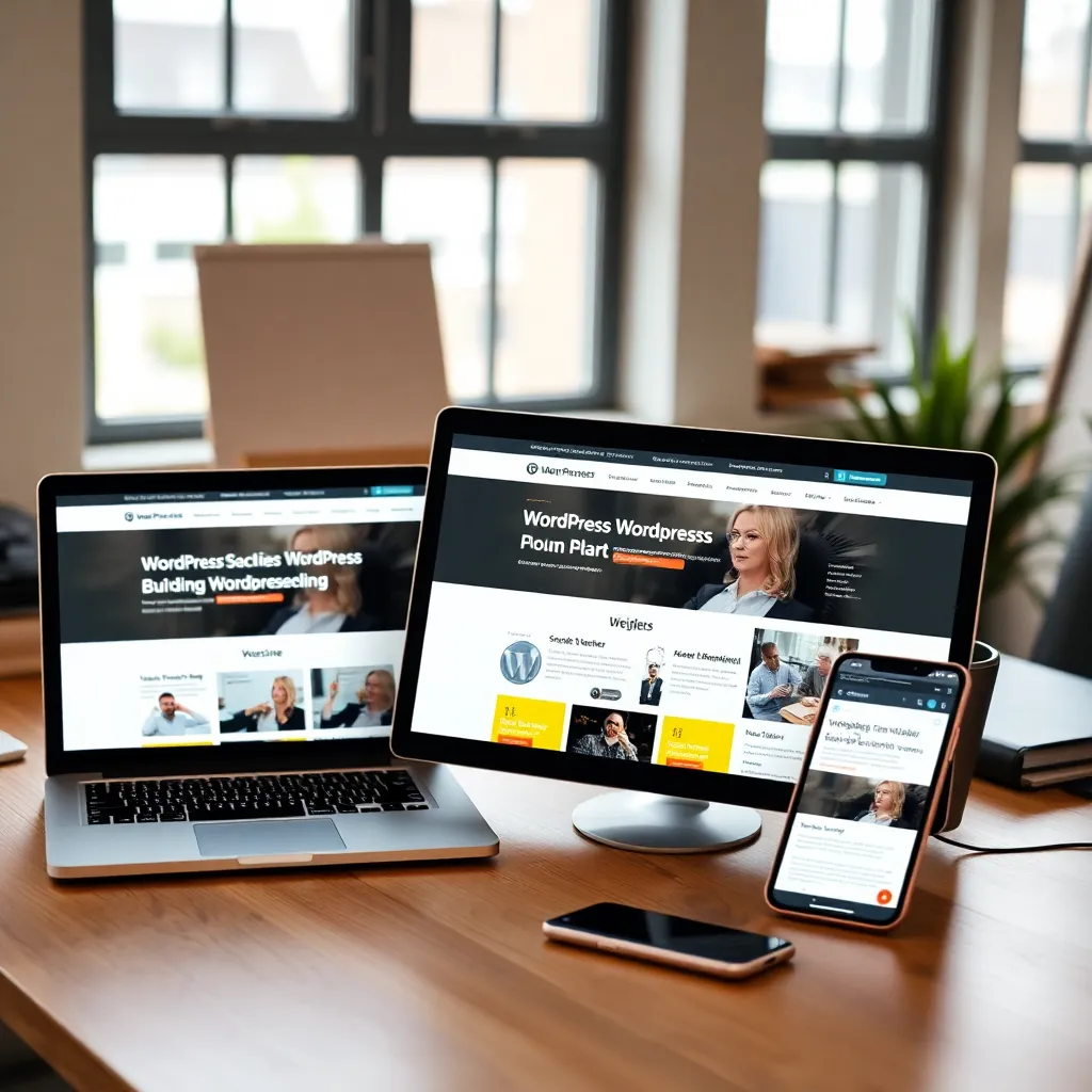 Responsive WordPress website getoond op verschillende apparaten