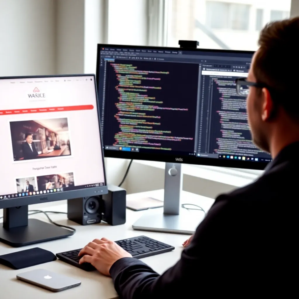 WordPress ontwikkelaar werkt aan responsive website code